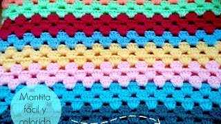 Manta fácil de GANCHILLO  Easy CROCHET blanket TUTORIAL [upl. by Helga538]