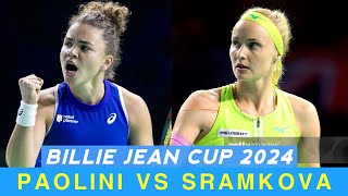 Jasmine Paolini Vs Rebecca Sramkova • BJK Cup Tennis 2024 Final First Set Extended Highlights [upl. by Alleinnad]