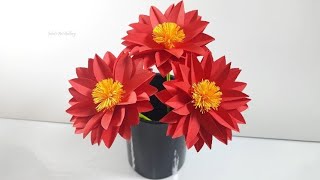 Paper Flower DIY  Paper Crafts  Home Decor [upl. by Denzil934]