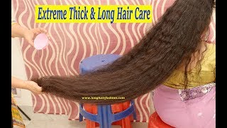 Extreme Thick Long Hair Care and Oiling of Mature Rapunzel by Friend [upl. by Mir]