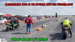 Kawasaki ZX9R vs Honda 954 RR Fireblade motorbikes drag racing 🏍🚦  4K UHD [upl. by Eire183]