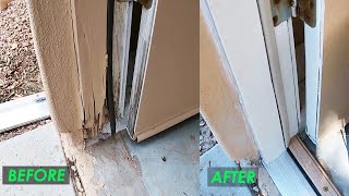 Door Jamb Repair and Threshold Replacement  Handyman Hustle [upl. by Cinimmod]