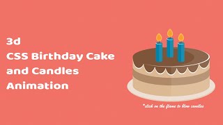 3d CSS Birthday Cake and Candles Animation [upl. by Suiremed978]