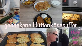 Hüttenkäsepuffer aus dem Backofen mit Zaziki und Kartoffelspalten [upl. by Bianka989]