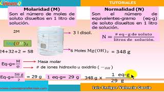 Relación entre normalidad y molaridad de soluciones químicas [upl. by Dorison]