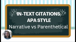 IN TEXT CITATION APA STYLE 7TH EDITION [upl. by Geminius]