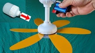 Make a short 6blade ceiling fan from a broken LED light bulb [upl. by Sokairyk]