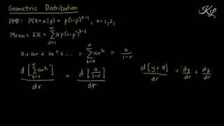 Geometric Distribution  Derivation of Mean Variance amp Moment Generating Function English [upl. by Gaskin275]