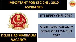 SSC CHSL VACANCY 2019  STATEWISE VACANCY  RTI REPLY [upl. by Odel]