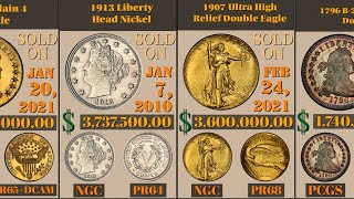 Top 100 Most Valuable US Coins ever sold at auctions [upl. by Joline645]