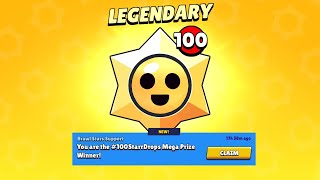 LUCKIEST PLAYER IN Brawl Stars  100 Legendary Starr Drops [upl. by Khoury]