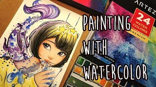 Painting with Watercolor ft Arteza ♡  SpeedPaint and First Impressions [upl. by Delia]