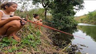 PESCA CAIPIRA COM A ISCA DE SALSICHA [upl. by Neerroc]