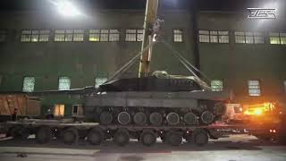 Leopard tank transported to Russias Uralvagonzavod by truck [upl. by Aiksa]