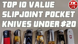 Top 10 Value Slipjoint Pocket Knives under 20 [upl. by Attesor]