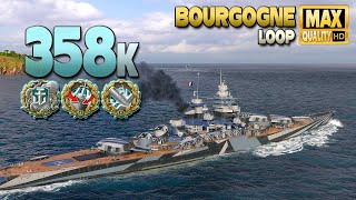 Battleship Bourgogne doing the best possible on map Loop  World of Warships [upl. by Aimas]