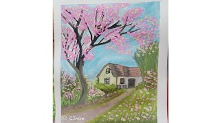 Water coloring painting easy and simple scenery painting art watercolorpainting [upl. by Biondo]