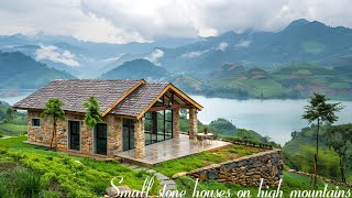 Small stone houses on high mountains with beautiful lake view [upl. by Eilac]