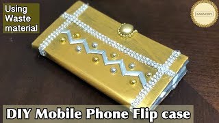 DIY Cell Phone Flip Case  Phone Case Using Waste Materials  No Sew And Easy [upl. by Donahoe]