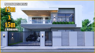 House Design  Modern House 2 Storey  12m x 15m with 5 Bedrooms [upl. by Oalsinatse]