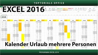 Kalender  Urlaub für mehrere Personen markieren  Download Excel [upl. by Marciano]