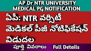 AP Dr NTR UNIVERSITY MEDICAL PG NOTIFICATION RELEASED [upl. by Sweatt535]