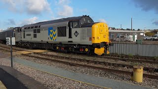 7Q94 ROG Class 37s 37901 Mirrlees Pioneer amp 37510 Orion arriving Worcester North Sidings 141124 [upl. by Aniratac948]