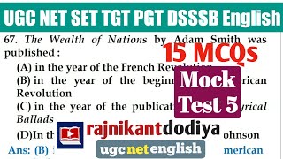 Mock Test 5 UGC NET English Literature  Most Expected Questions for NET SET TGT PGT DSSSB PhD [upl. by Dnalor]