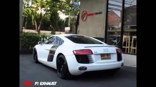 Audi R8 V8 w Fi Exhaust Valve OPEN CLOSE amp Take off sound [upl. by Fruin]