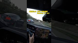 Cheapest Tesla Model S vs Ford Mustang GT 50 on German autobahn [upl. by Annadiane]