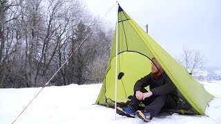 Ultraleicht Wandern Rhön  Schlafen im Schnee [upl. by Yelrehs]