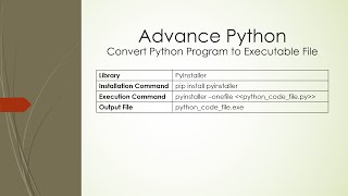 Advance Python Convert Python Program to Executable File [upl. by Ileana80]