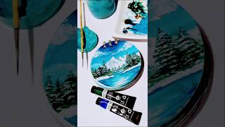 Scenery Painting🏔️🩵art mountains shorts viral shortsvideo [upl. by Nerissa]