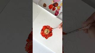 Gouache Floral Painting ❤️ acrylicpainting gouache tutorial satisfyingvideo artvideo [upl. by Nyllaf]