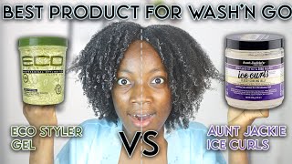 BEST PRODUCT FOR 4C WASH AND GO  Eco styler vs Aunt Jackie ice curls [upl. by Adnalay]