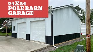 24x24 Pole Barn 2 car garage with 29 gauge Metal [upl. by Guyon]