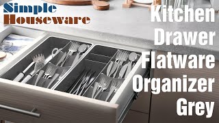 Introduction Simple Houseware Kitchen Drawer Flatware Organizer With Adjustable Compartments [upl. by Enttirb]