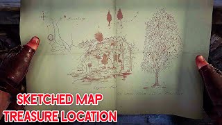 Sketched Map Treasure Location Elysian Pool Gold Bar  Red Dead Redemption 2 [upl. by Nolram974]