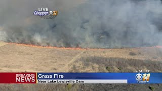 Firefighters Battle Large Grass Fire Near Lewisville Lake Dam [upl. by Fields249]