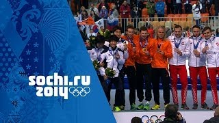 Speed Skating  Mens Team Pursuit  Netherlands Win Gold  Sochi 2014 Winter Olympics [upl. by Ybreh]