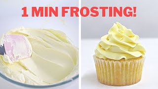 Silky BUTTERCREAM icing in 1 MINUTE │ Frosting recipe for cupcake PIPING amp cakes [upl. by Goth672]