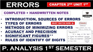 Errors Complete  Acuracy and Precision  Significant figures  Ch 2 U 1  p analysis 1st semester [upl. by Warde532]