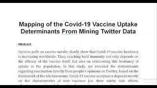 Mapping of the Covid 19 Vaccine Uptake Determinants From Mining Twitter Data [upl. by Hibbs29]