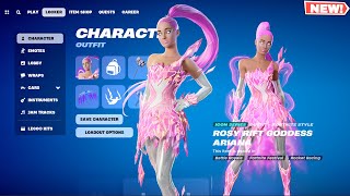 Fortnite NEW Ariana Grande Skin EARLY Look Rosy Rift Goddess Ariana Outfit [upl. by Leff]