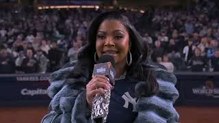 Grammywinning artist Ashanti sings National Anthem before World Series Game 4 [upl. by Fulviah]