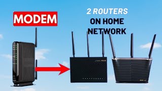 How To Cabling 2 Routers With 1 Modem Setup Step By Step [upl. by Favianus]