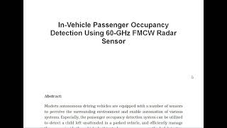 In Vehicle Passenger Occupancy Detection Using 60 GHz FMCW Radar Sensor [upl. by Kelly216]