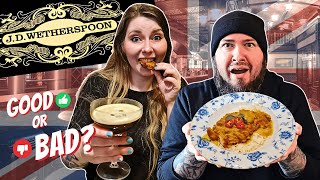 Foreigners try WETHERSPOONS for the FIRST TIME 🇬🇧  Worth it Breakfast  LunchDinner [upl. by Anitrebla639]