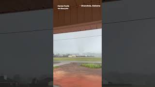 Debris Flies as Tornado Swirls Close to Alabama Homes [upl. by Meehahs]