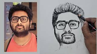 how to draw a portrait  step by step Tutorial  Arijit Singh ❤️ art artist sketch painting [upl. by Sherwood]